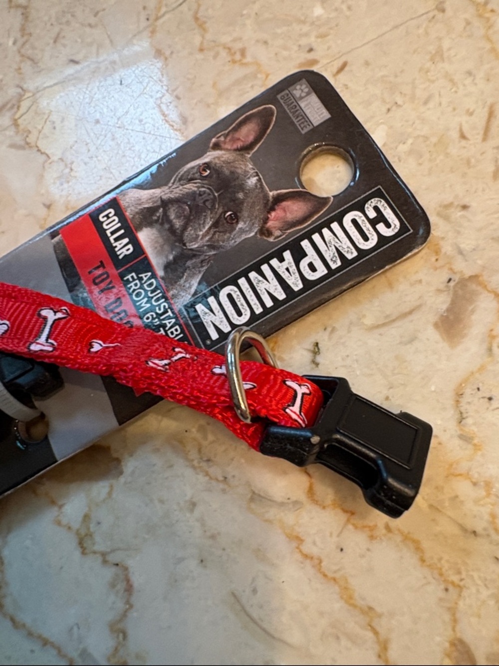 NWT 2-Adjustable Toy Dog Collars - Red & Black Bone Pattern - Picture 15 of 16